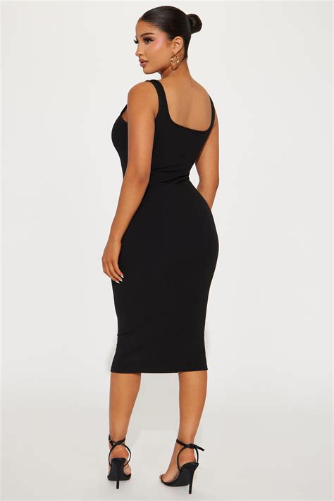 Gina Ribbed Midi Dress - Black | Fashion Nova, Dresses | Fashion Nova