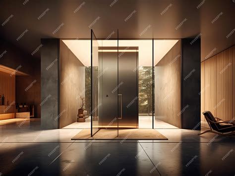 Premium AI Image | A large glass door with the word door on it