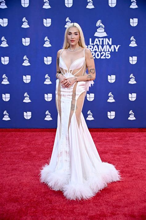 Elena Rose in Sheer Feathered Gown at Latin Grammy Awards 2025 • CelebMafia