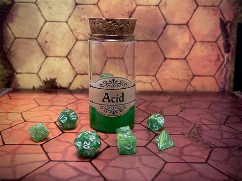 tiny dice vial  acid dnd potion bottle dice set tiny etsy