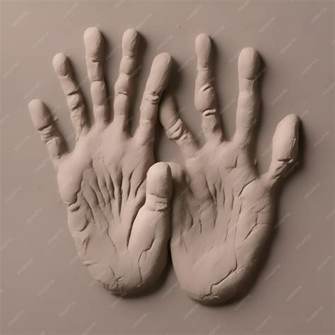 Free Photo | Human hand made of clay on a gray background Top view