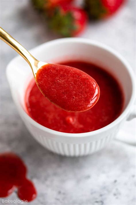 Easy Strawberry Coulis (Strawberry Sauce) | bakeologie