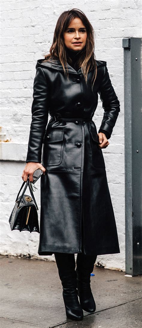 Leather Coat Daydreams: Miroslava Duma black leather trench coat ...