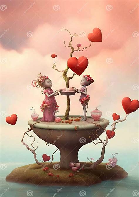 A Cartoon Characters on Table Stock Image - Image of love, miss: 295044315