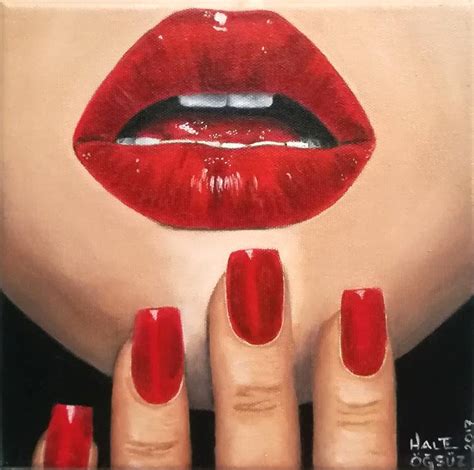 Red Lips Painting by Hale Ogsuz | Saatchi Art