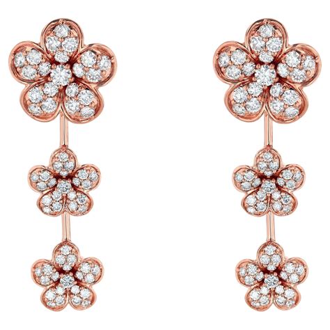 Victorian Diamond Rose Gold Dangle Earrings at 1stDibs