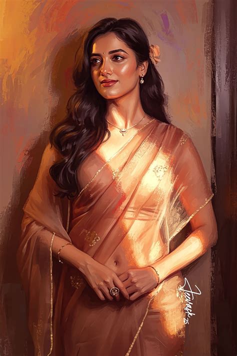 Jeeva Artist SK - #bhagyashriborse Actress Bhagyashri Borse Painting ...