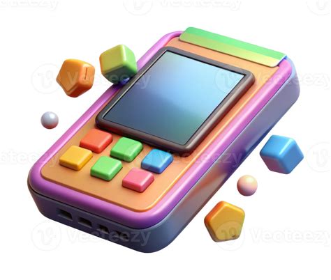 Colorful retro game console digital playground 3d render fun