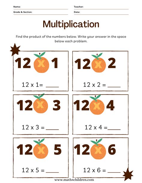 12 times tables worksheets pdf | 12 multiplication table