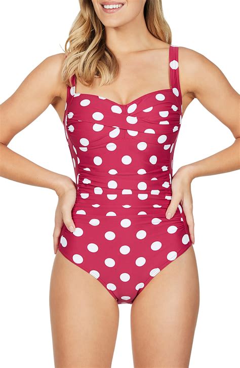 SEA LEVEL Wo Twist Front Multifit Polka Dot One-piece Swimsuit - Rose