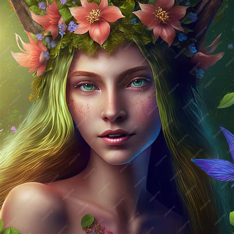 Premium Photo | Beautiful young nymph spirit of the forest with long