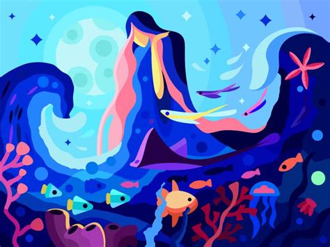 Морская дева | Geometric shapes art, Digital art illustration, Sea art