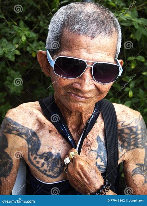 Portrait of an Old Man with Tattoo Editorial Photography - Image of ...