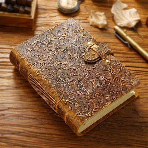 acidea leather journal notebook  sheetspages embossed antique