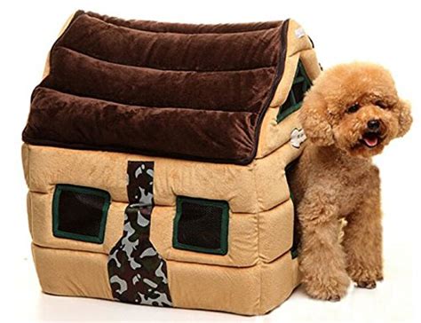 Soft and Cozy Pet Bed House with Soft Removable Cushion and Detachable Roof, Perfect for Dogs ...