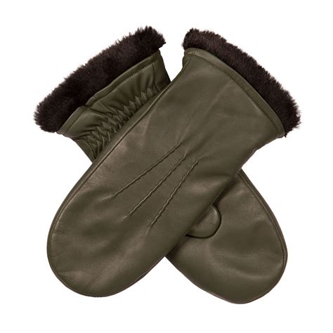 Women’s Three-Point Faux Fur-Lined Leather Mittens | Dents