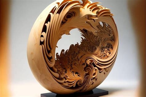 Premium AI Image | A wooden sculpture of a wave with the word sea on it
