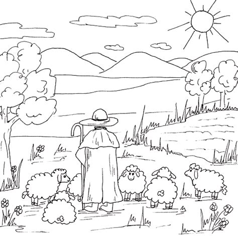 Der gute Hirte (Ausmalbild) | Der gute hirte, Bibel malvorlagen
