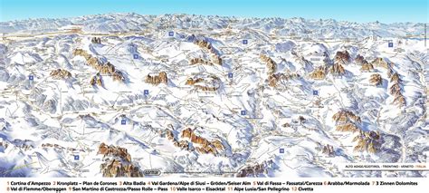 Схема трасс Доломиты Суперски Dolomiti Superski, карта трасс ...