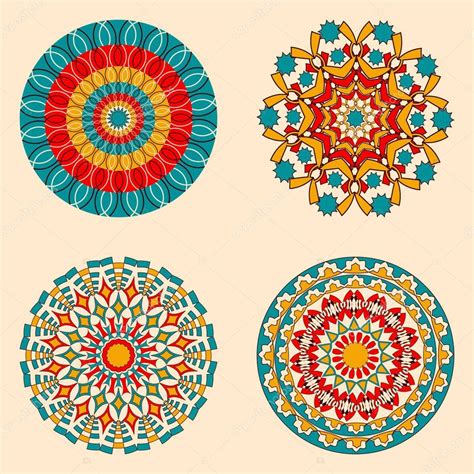 vector set  circular patterns  abstract shapes stock vector
