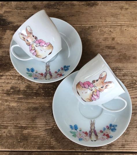 Rabbit Porcelain Tea Cup and Saucer Rabbit Porcelain Coffee - Etsy