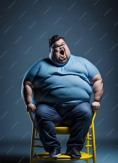 Premium AI Image | Fat man sit on the chair with funny face expression