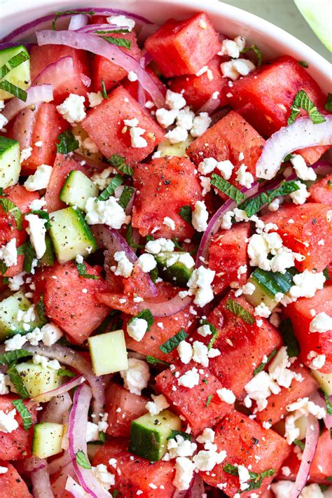 watermelon feta mint salad food  feeling
