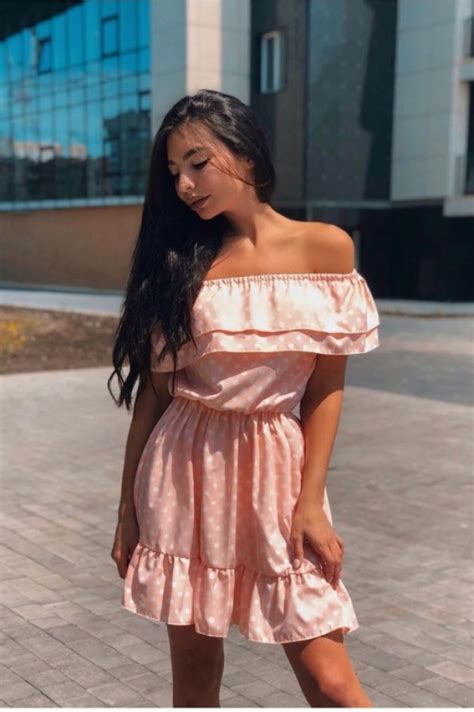 Нежно розовое платье в белый горошек - 1232 - JK-Fashion