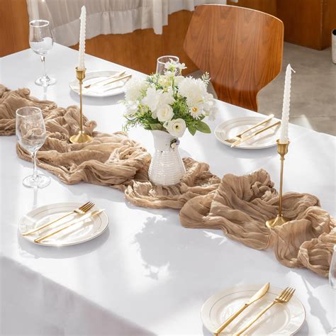 LilyDove Cheesecloth Table Runner, 10ft Long Elegant & Soft Tablecloth