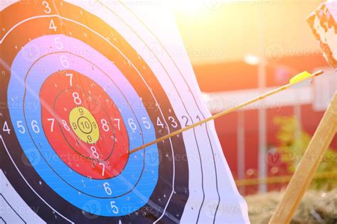 Archery targets with arrows stuck in. 15487210 Stock Photo at Vecteezy