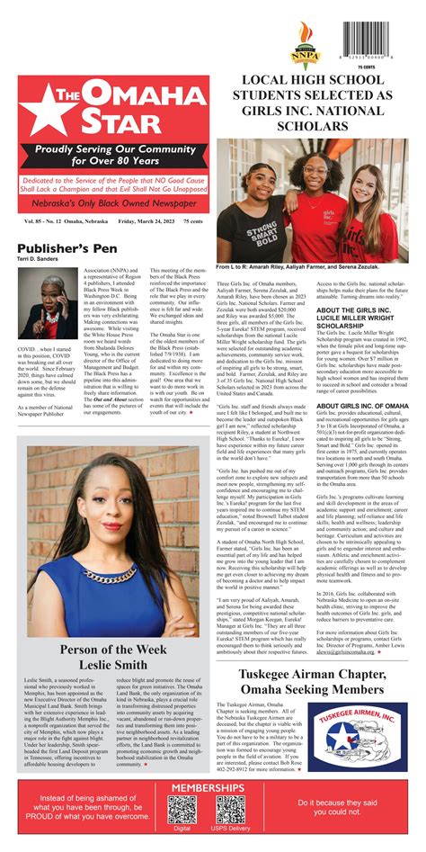 Omaha Star Newspaper, Vol 85 No. 12, Omaha, Nebraska by The Omaha Star
