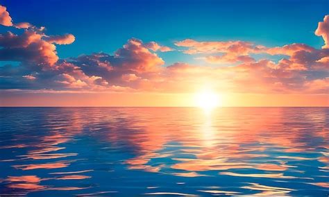 premium ai image sunrise   flat  calm ocean