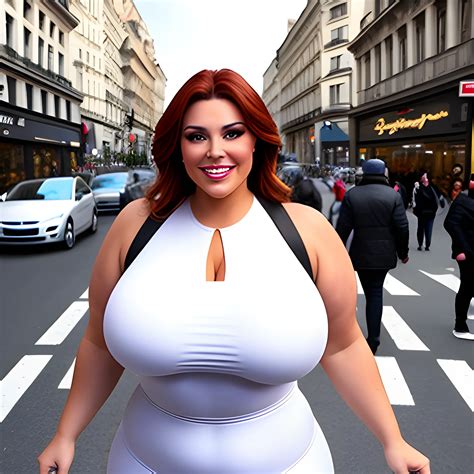 huge massive thick young blonde girl in a busy street towering with a