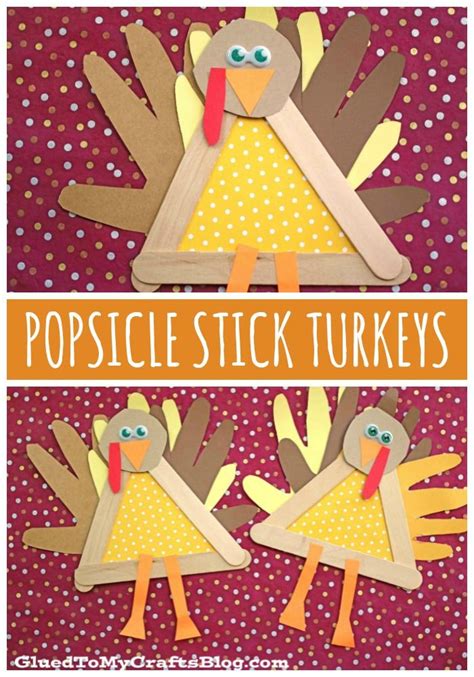 Popsicle stick turkey craft – Artofit