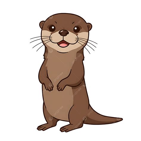 adorable cartoon otter standing smiling sweetly  black background
