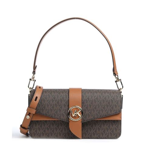 Michael Kors Brown/ Acron Ladies Greenwich Medium Logo Shoulder Bag ...