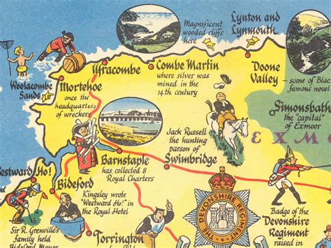 Devon Map the Shire of Great Seamen Pictorial Map of Devon - Etsy UK