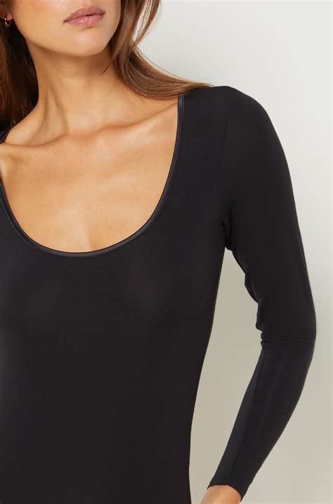 Long sleeve thermal mesh bodysuit - WARM ME UP - NOIR - ETAM