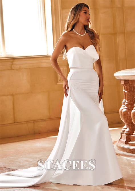 Sheath/Column Sweetheart Detachable/Knock-down Satin Wedding Dress