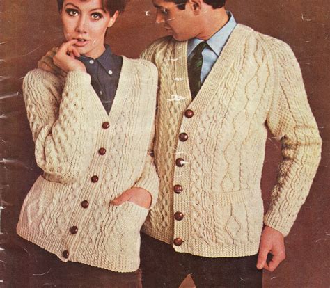 man woman traditional aran cardigans knitting pattern
