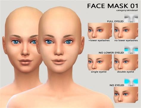 FACEMASK 01 + lower eyelid + redness at Imadako | The sims 4 skin, Sims ...