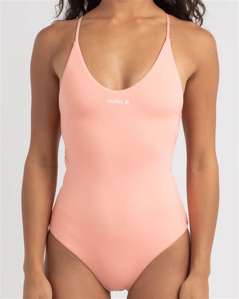 Shop Hurley One And Only Solid One Piece Swimsuit In Peach Melon - Fast
