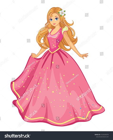 Beautiful Princess Pink Dress Ball Gown Stock Illustration 1523539370