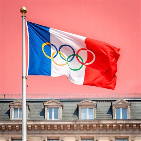 Premium Photo | Olympic games logo inside france flag flying 2024