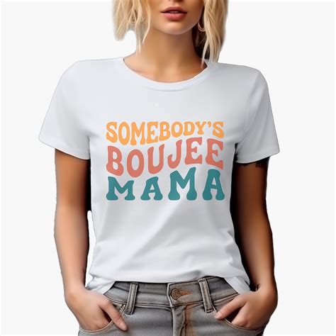 Somebody's Boujee Mama, Gen Z Mom Quote, Groovy Retro Wavy Text Merch