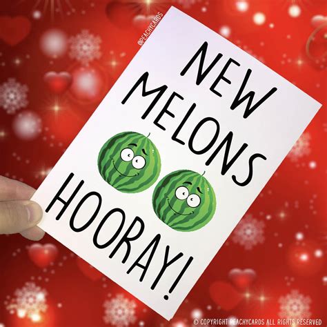 Boob Job Cards, New Melons Hooray Card, Best Friend Card, Boob Job Card