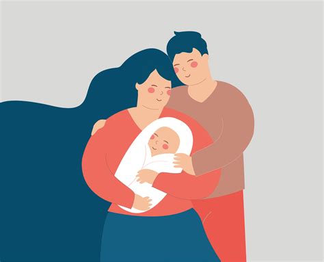 Young couple hug their baby with love. husband and wife embrace their ...