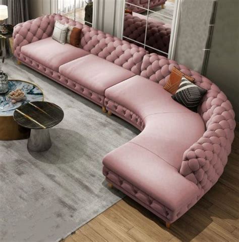 Luxurious Fabric L-Shaped Sofa With Tufted Design | Living room sofa ...