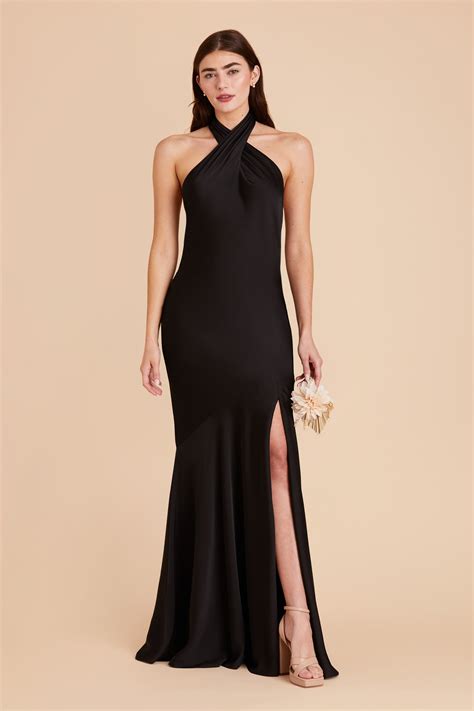 Stephanie Matte Satin Dress Black | Birdy Grey