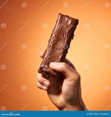 Boldly Textured Chocolate Bar on Orange Background Stock Illustration